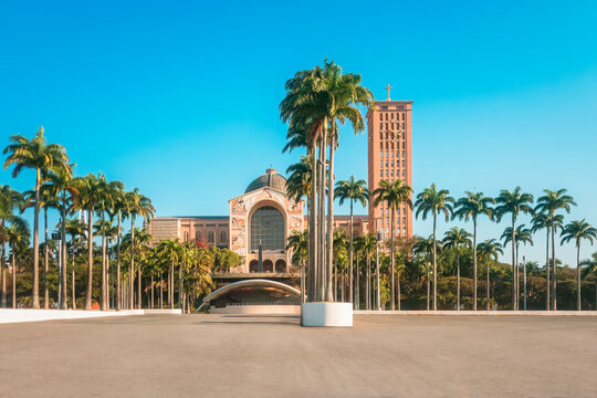 Aparecida National Sanctuary - Shrine of Our Lady the Appeared in Aparecida do Norte city, Sao Paulo state, Brazil - Religious tourism concept.