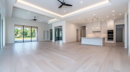 Obraz premium Illuminating Minimalism: Artistic Lighting in a Model Home
