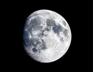 Fototapeta premium Closeup shot of the moon isolated on a black background