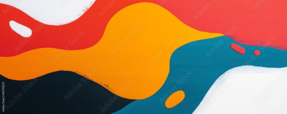 Poster dynamic abstract composition featuring vibrant colors and smooth curves, perfect for modern art or c