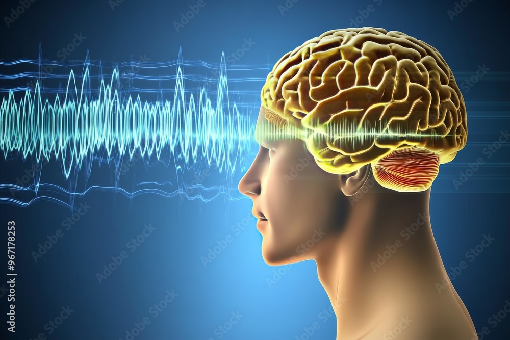 Aufkleber auditory sci fi electric flow transmission and bioelectricity profile of a person with brainwaves an