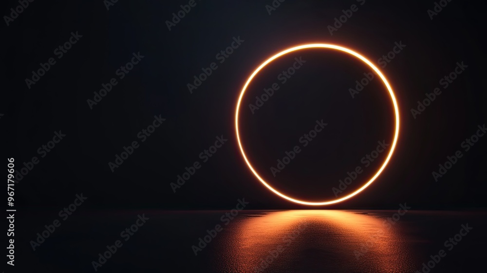 Aufkleber elegant circle of light with a gradient glow effect on a black backdrop, evoking a sense of mystery 