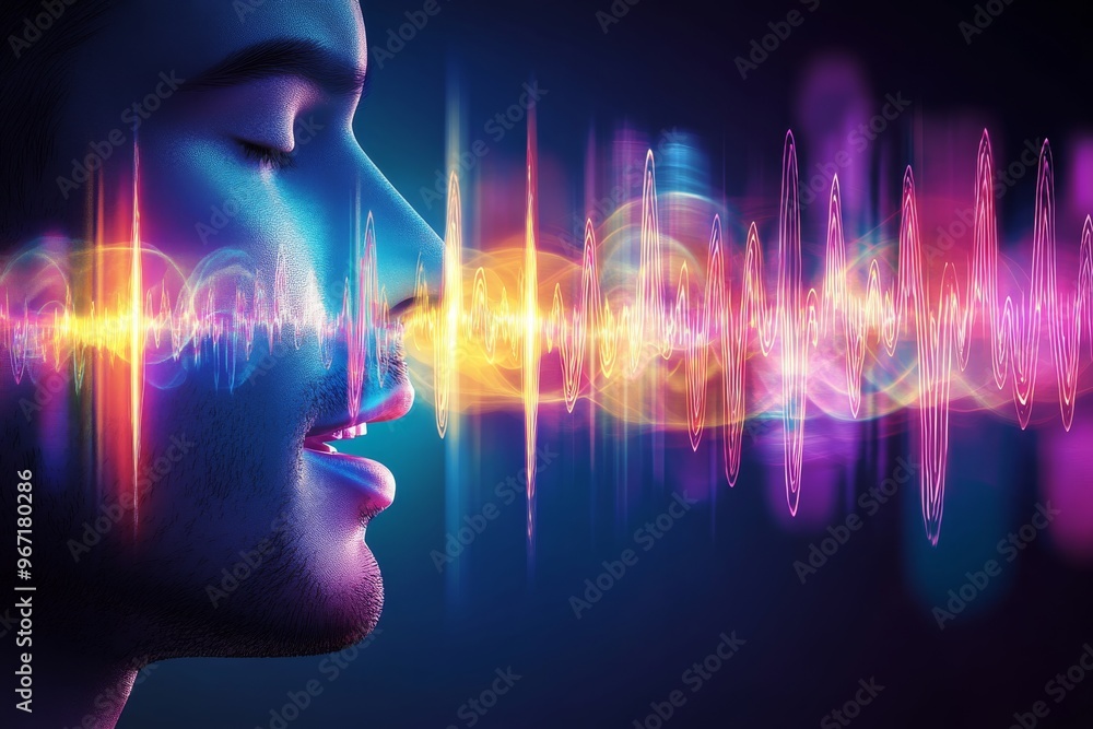 Poster digital brain brainwaves electric glow electric glow and connection sound wave interaction between t