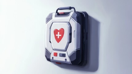 White First Aid Kit with Red Heart and Cross Symbol
