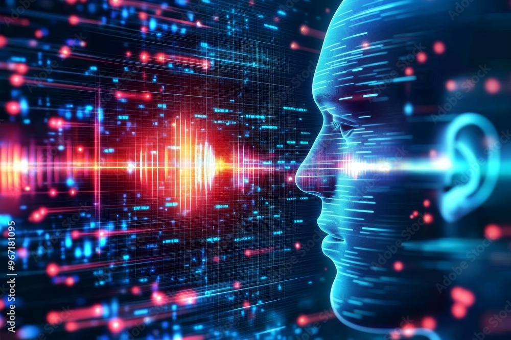 Poster mental expansion augmented vision frequency mental power and audio frequency digital face with strea
