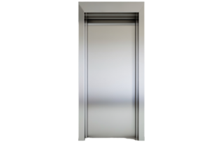 an elevator with a sign on the wall