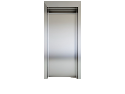 an elevator with a sign on the wall