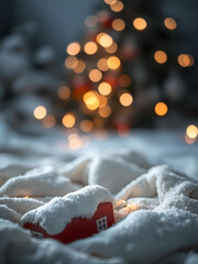 Warm and cozy Christmas card with a copy space