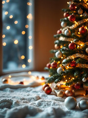 Warm and cozy Christmas card with a copy space