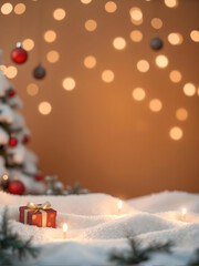 Warm and cozy Christmas card with a copy space