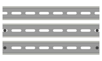 Fototapeta premium DIN rail for mounting industrial control equipment inside equipment racks. Vector illustration isolated on white background