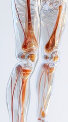 Detailed Transparent Model Showcasing Human Leg Anatomy with Muscles and Bones