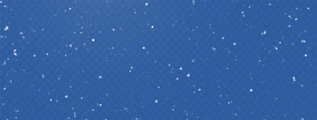 Rain and snow fall on a transparent background. Winter background for Christmas.