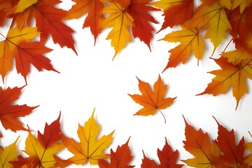 Falling Autumn Leaves Isolated on White Background