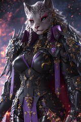 Snow Leopard Warrior in Armor.