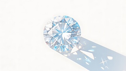 Sparkling Diamond on White Background.