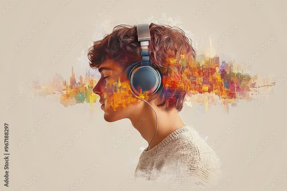 Poster cognitive processing subconscious cyber brain holographic and neural tension profile of a man with f