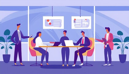Fototapeta premium Modern office with a diverse team on a project
