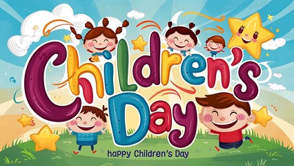 Fototapeta premium Children’s Day, Poster, Banner, Happy, Universal Children’s Day, illustration Art. Universal Children’s Day Poster,