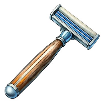 recommend clip art: A vintage style safety razor with a wooden handle. perfect for adding a touch of classic style to your illustrations and designs.