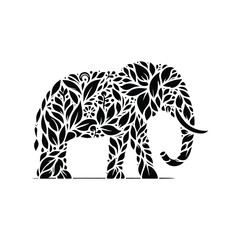 Obraz premium Elephant made by simple botanical drawing, black and white animal illustration black and white animal illustration