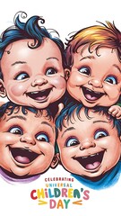 Obraz premium Universal Children’s Day, with Joyful Silhouettes Against a Sky Background 