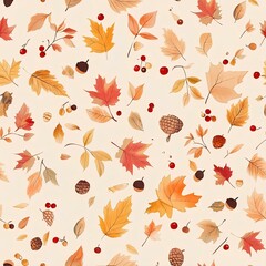 warm autumn leaves seamless pattern
