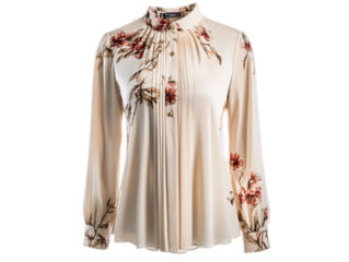 a white blouse with red flowers on it