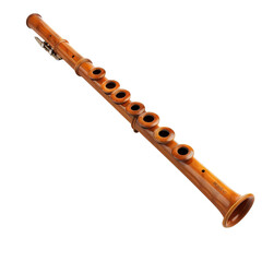 Fototapeta premium Traditional wooden flute used in folk music performances, showcasing intricate craftsmanship and design, perfect for cultural celebrations