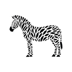 Zebra made by simple botanical drawing, black and white animal illustration black and white animal illustration