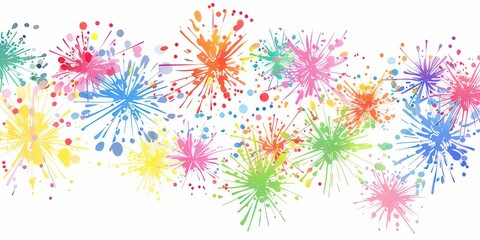 Vibrant Splashes of Colorful Fireworks