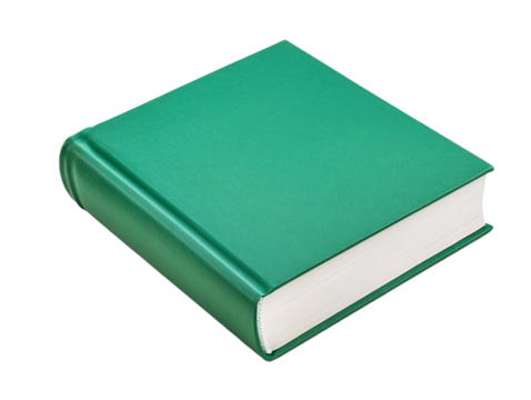 a green book with white pages