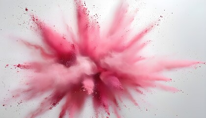 Vibrant pink powder explosion against a pristine white background