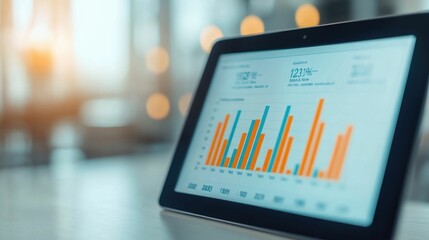 Close up of a digital dashboard displaying real time analytics and data visualization for modern business intelligence and strategic decision making  The interface showcases various charts graphs