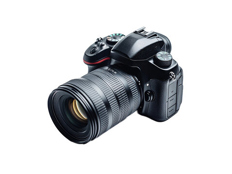 a black camera with a large lens