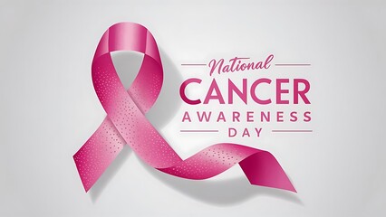 National Cancer Awareness Day, Poster, Banner, concept with a pink ribbon on a vibrant background. Cancer Awareness Day, 