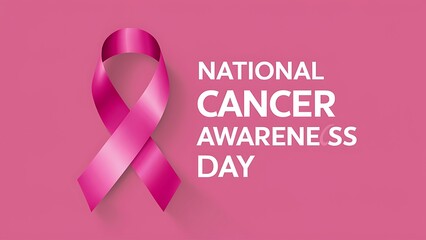 National Cancer Awareness Day, Poster, Banner, Concept with Ribbon on Textured Background
