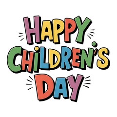 Fototapeta premium Happy Children’s Day celebration illustration with silhouette of joyful kids, children’s day, Banner, children day, Poster, childrens day, 