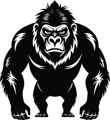 black gorilla vector illustration silhouette, Print