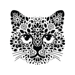 Obraz premium Ragdoll cat made by simple flower drawing, black and white animal illustration