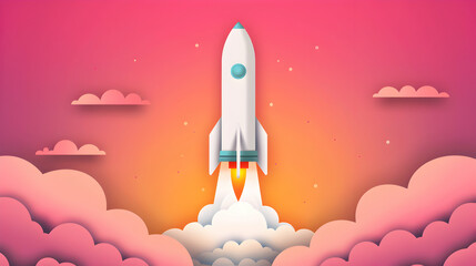 Rocket Launch. Pop Art Style