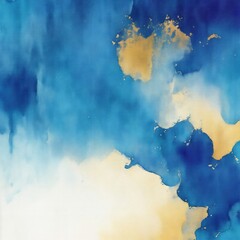 Obraz premium Abstract Dark Blue, Teal, and Gold Watercolor Grunge Texture Background