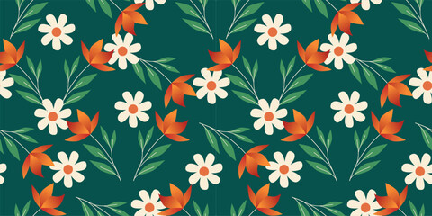 Floral Botanical seamless patern for background, fabric, or wallpaper. Beautiful pattern for fashion. Vector Eps