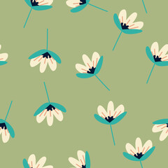 Floral Botanical seamless patern for background, fabric, or wallpaper. Beautiful pattern for fashion. Vector Eps