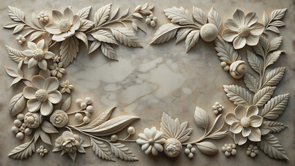 marble flowers and leaves sculpture, marble, flowers, leaves, carving,sculpture, art, design, intricate, detailed