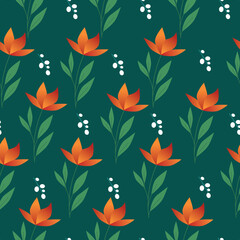 Floral Botanical seamless patern for background, fabric, or wallpaper. Beautiful pattern for fashion. Vector Eps