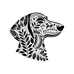 Dachshund dog made by simple botanical drawing, black and white animal illustration black and white animal illustration