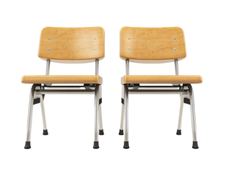 a pair of wooden chairs