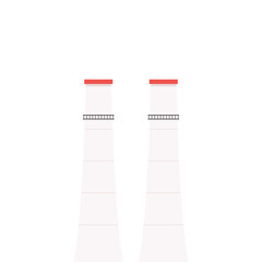 Industrial chimney. Manufacturing industrial chimney, toxic air chimney pipes, factory chimney smoke pollution vector illustration. Plant emitting dirty smog, air pollution