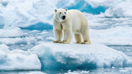 Majestic Polar Bear Standing on Arctic Ice Floe